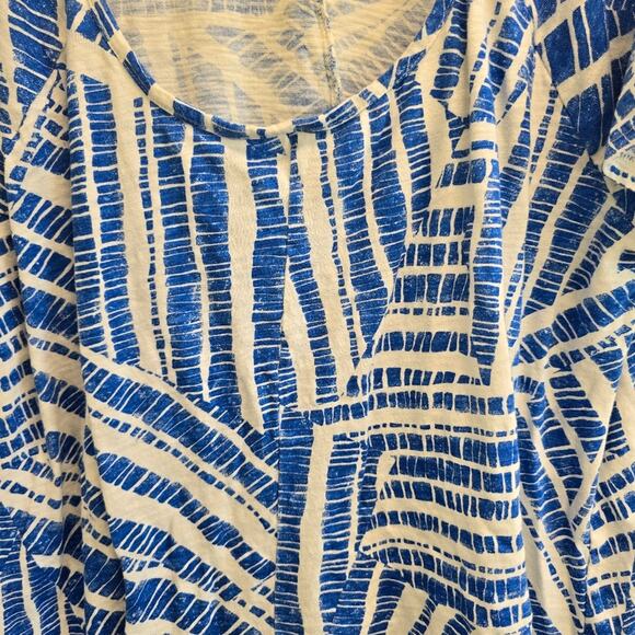 Woman Within Blue and White Cotton Geometric Print size Large (18/20) - Picture 4 of 8